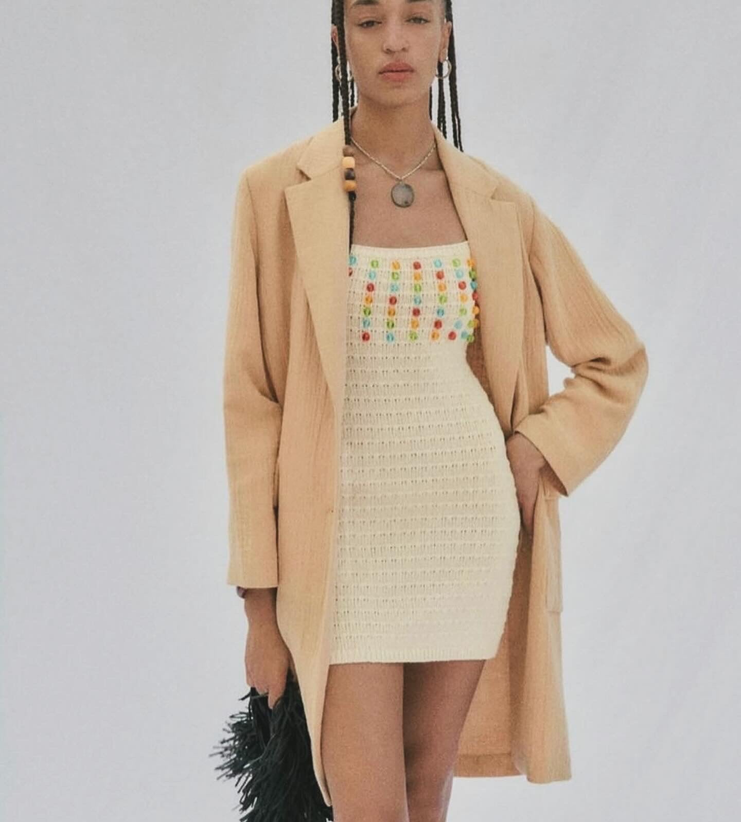 “Beige Oversized Textured Blazer”