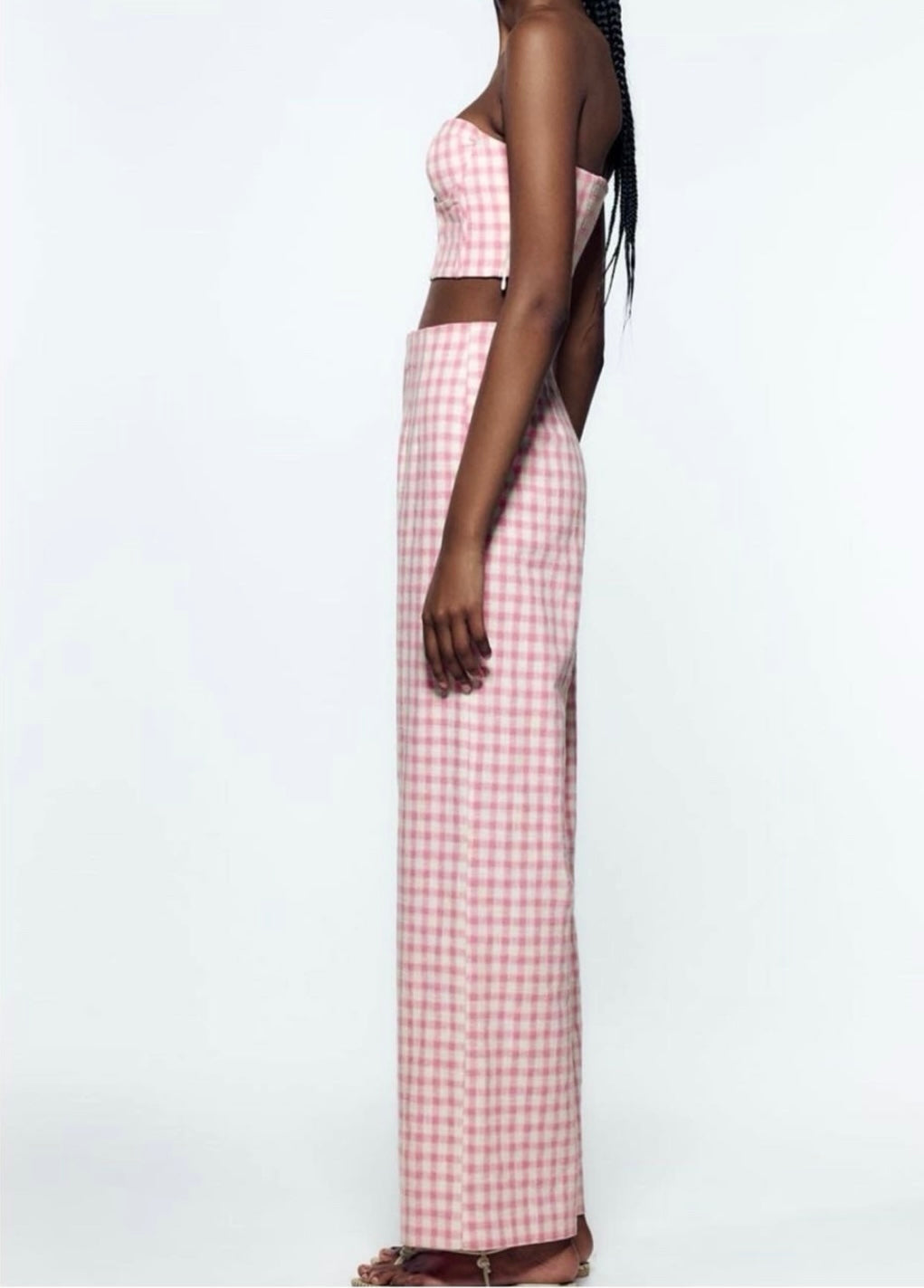 "Pink Gingham Bustier Set"