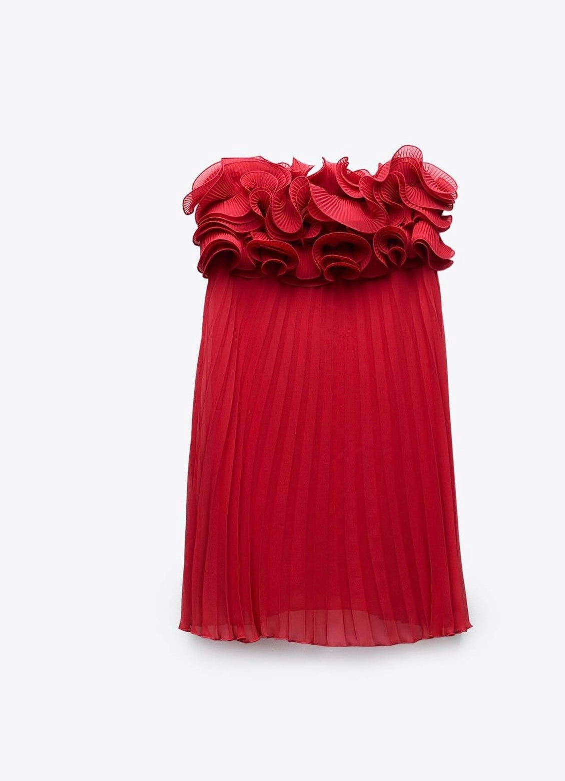 "Short Red Dress with Floral Details"