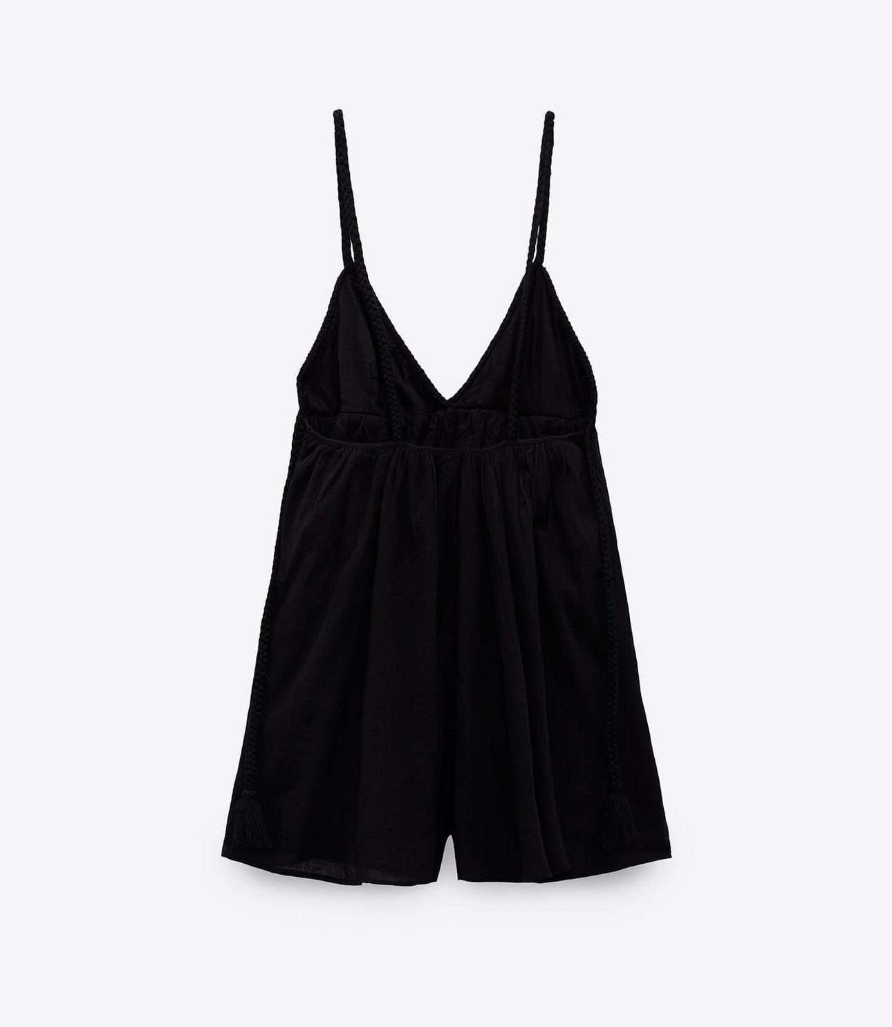 "Chic Black Romper with Delicate Straps"