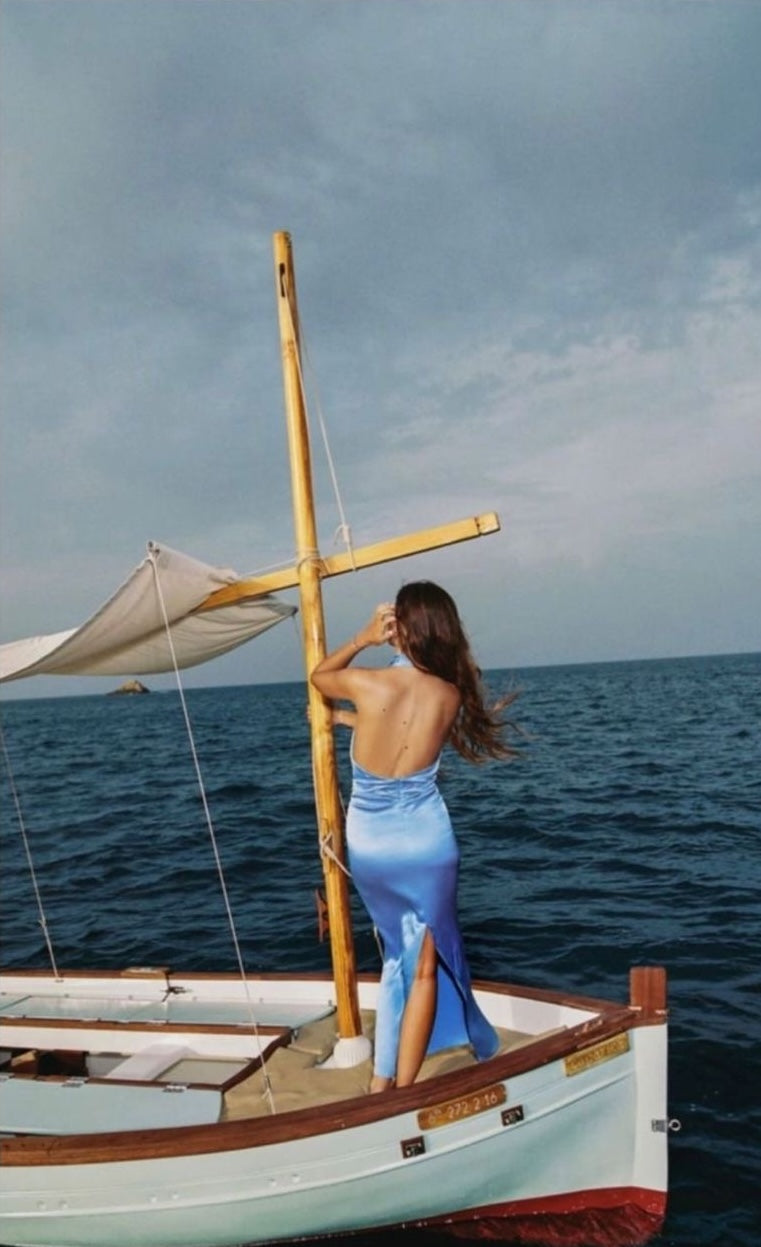 “Sophisticated Satin Slit Maxi Dress”