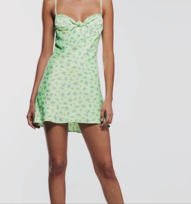 “Feminine Floral Print Bow Detail Dress”