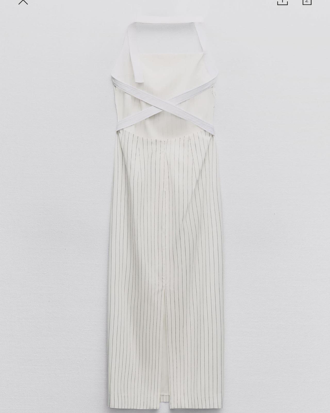 “Minimalist Backless Pinstripe Midi Dress”
