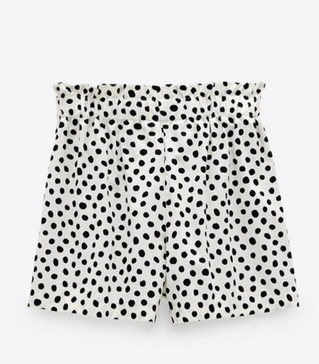 Polka Dot Belted High-Waist Shorts