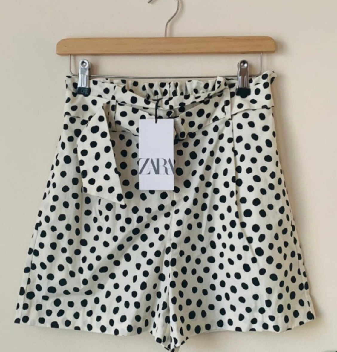 Polka Dot Belted High-Waist Shorts