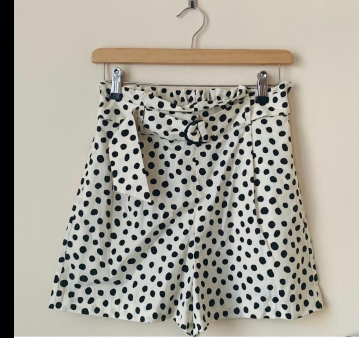 Polka Dot Belted High-Waist Shorts