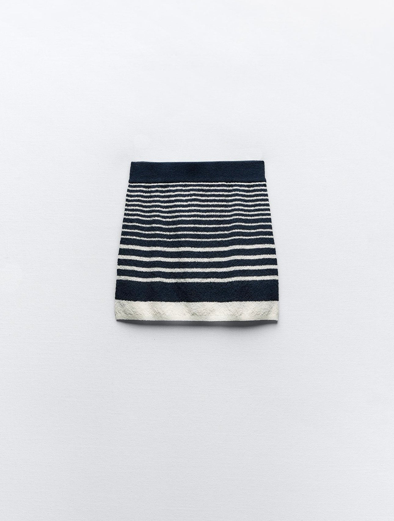 Navy and White Striped Knit Mini Skirt