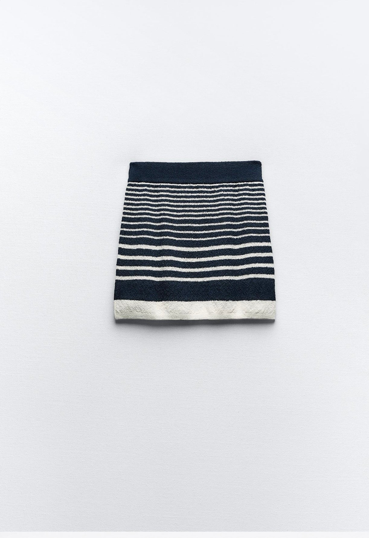 Navy and White Striped Knit Mini Skirt