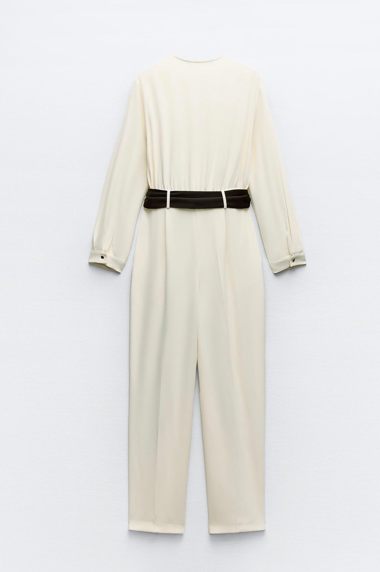 Elegant White Wrap Jumpsuit with Black Belt