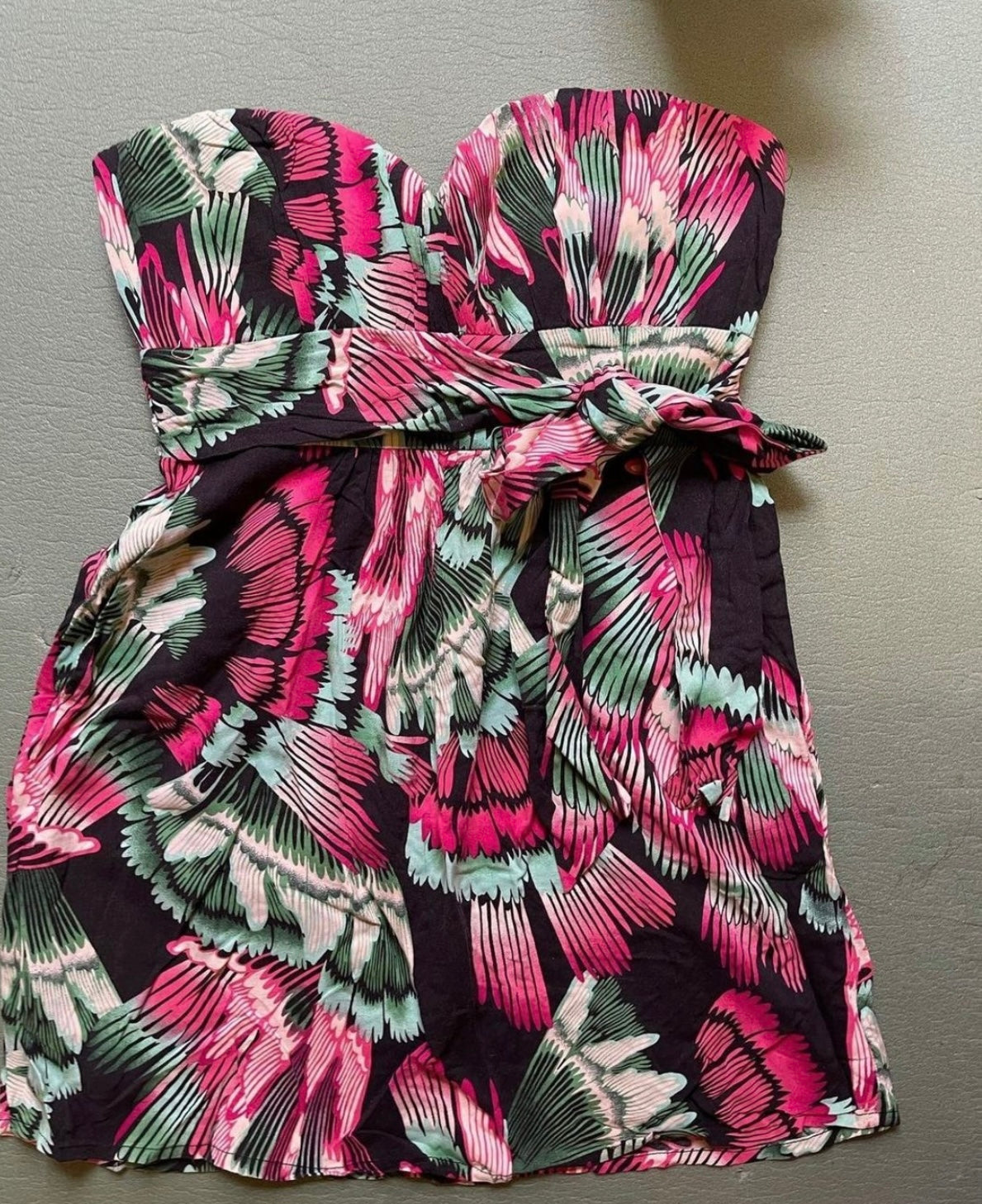 Tropical Strapless Mini Dress