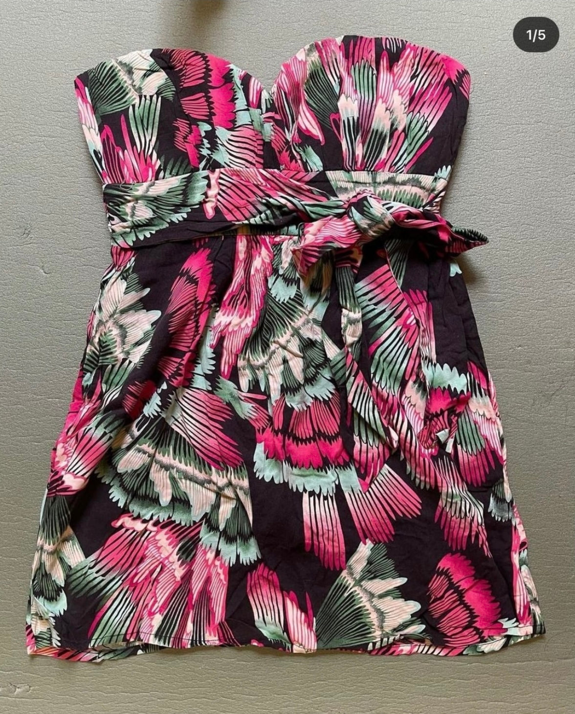 Tropical Strapless Mini Dress