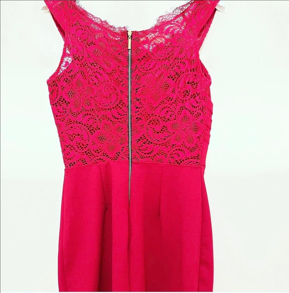 Lace-Top Burgundy Sheath Dress