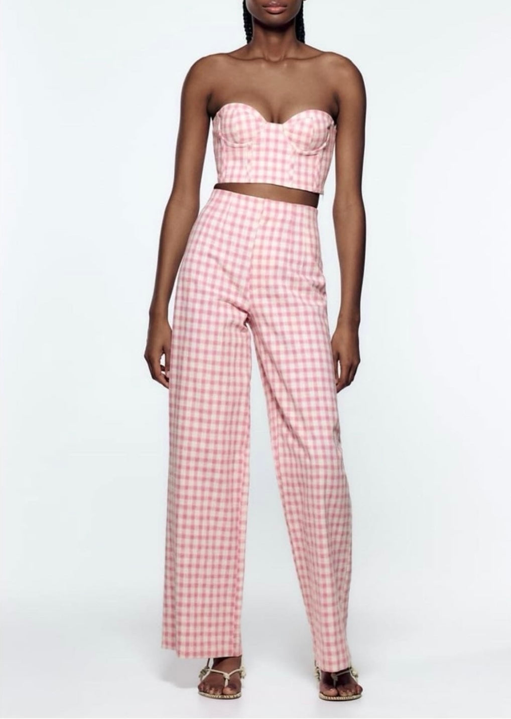 Pink Gingham Bustier Set