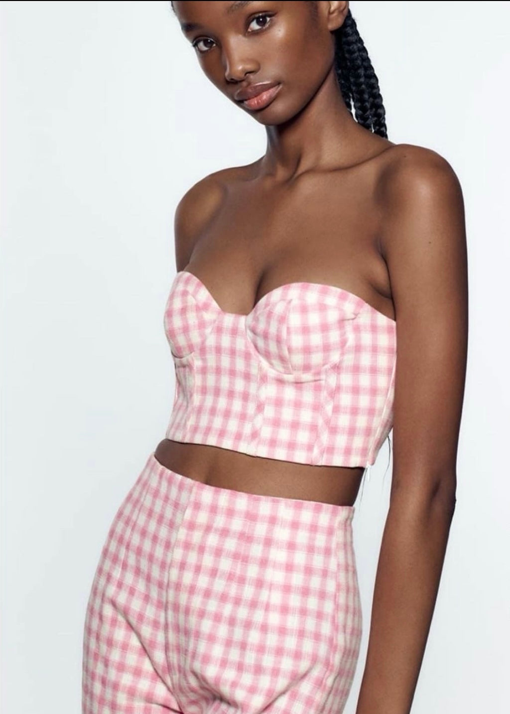 Pink Gingham Bustier Set