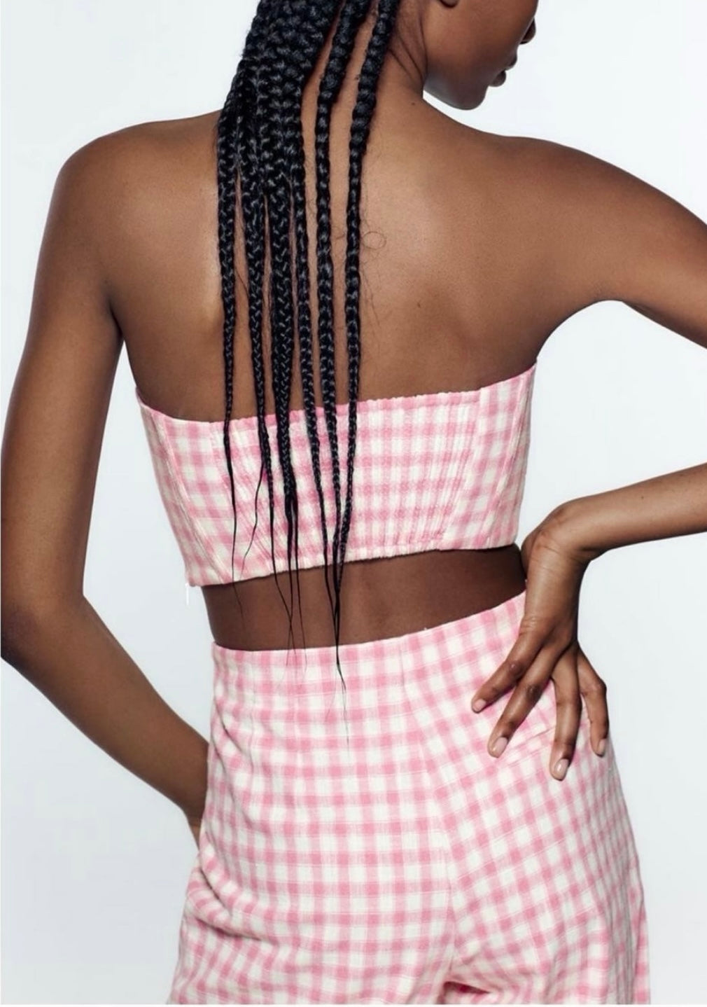 Pink Gingham Bustier Set