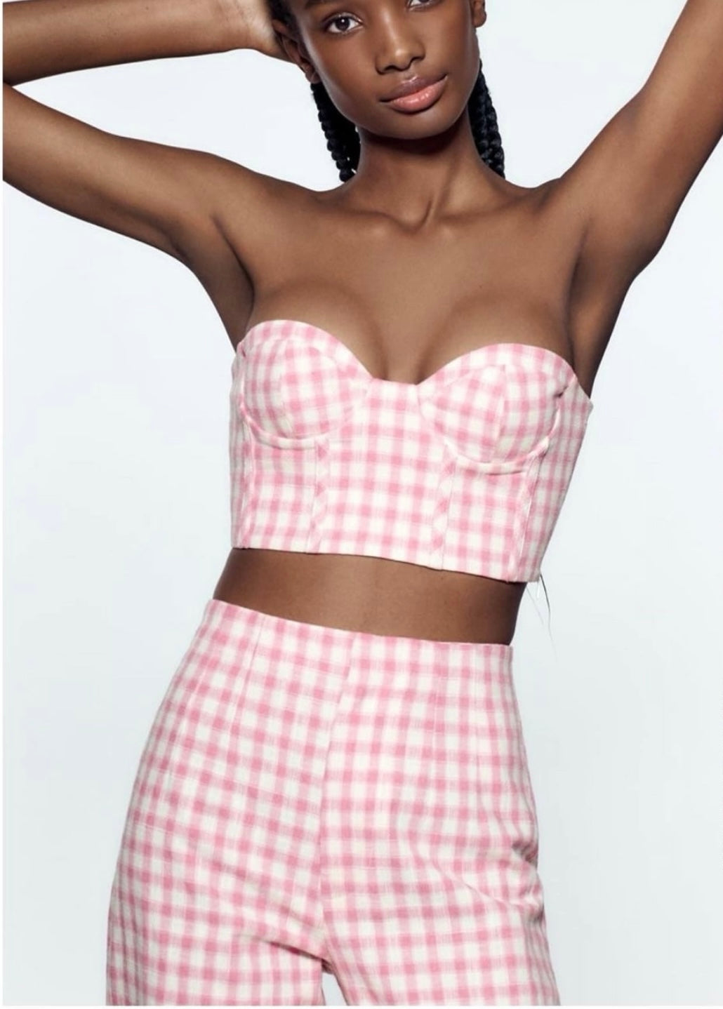 Pink Gingham Bustier Set