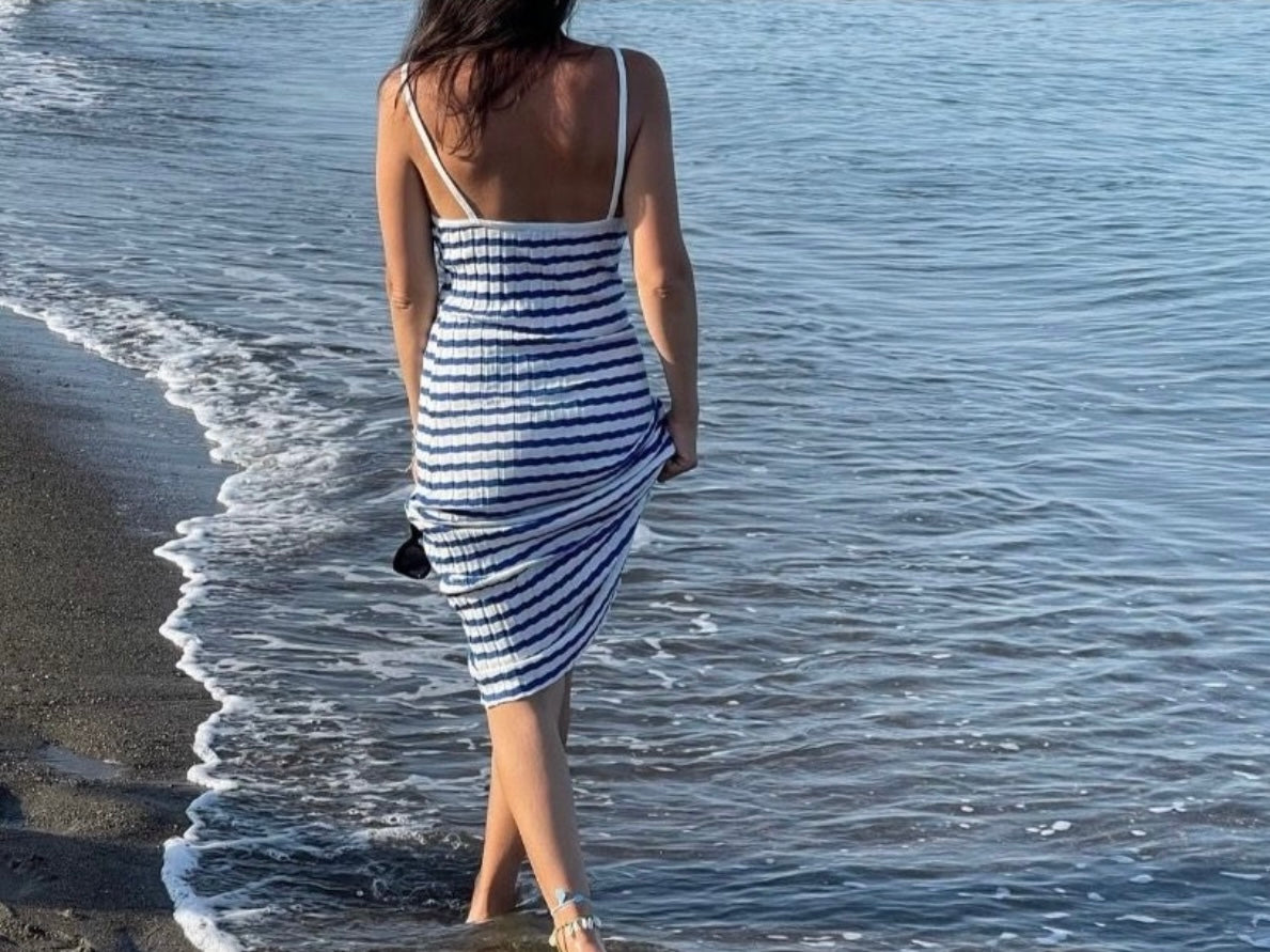 Striped Knit Midi Dress