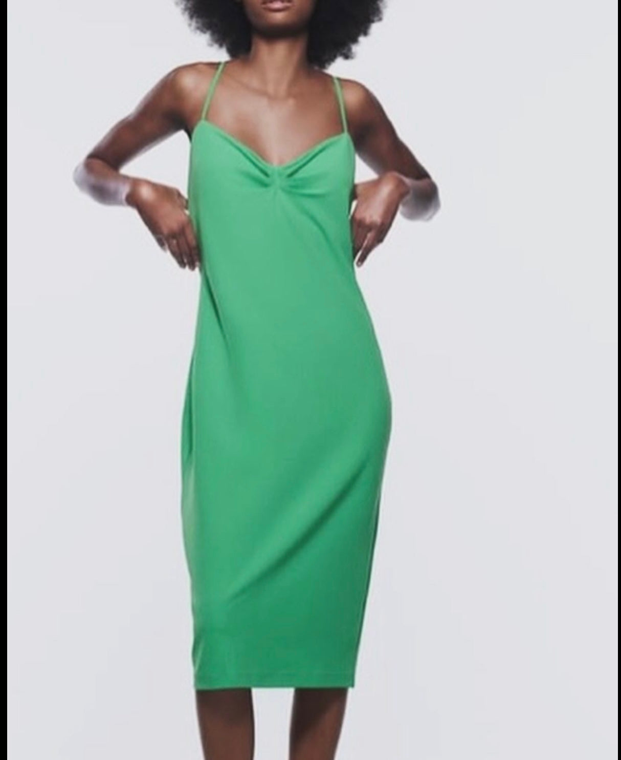 Green Midi Dress with Thin Straps