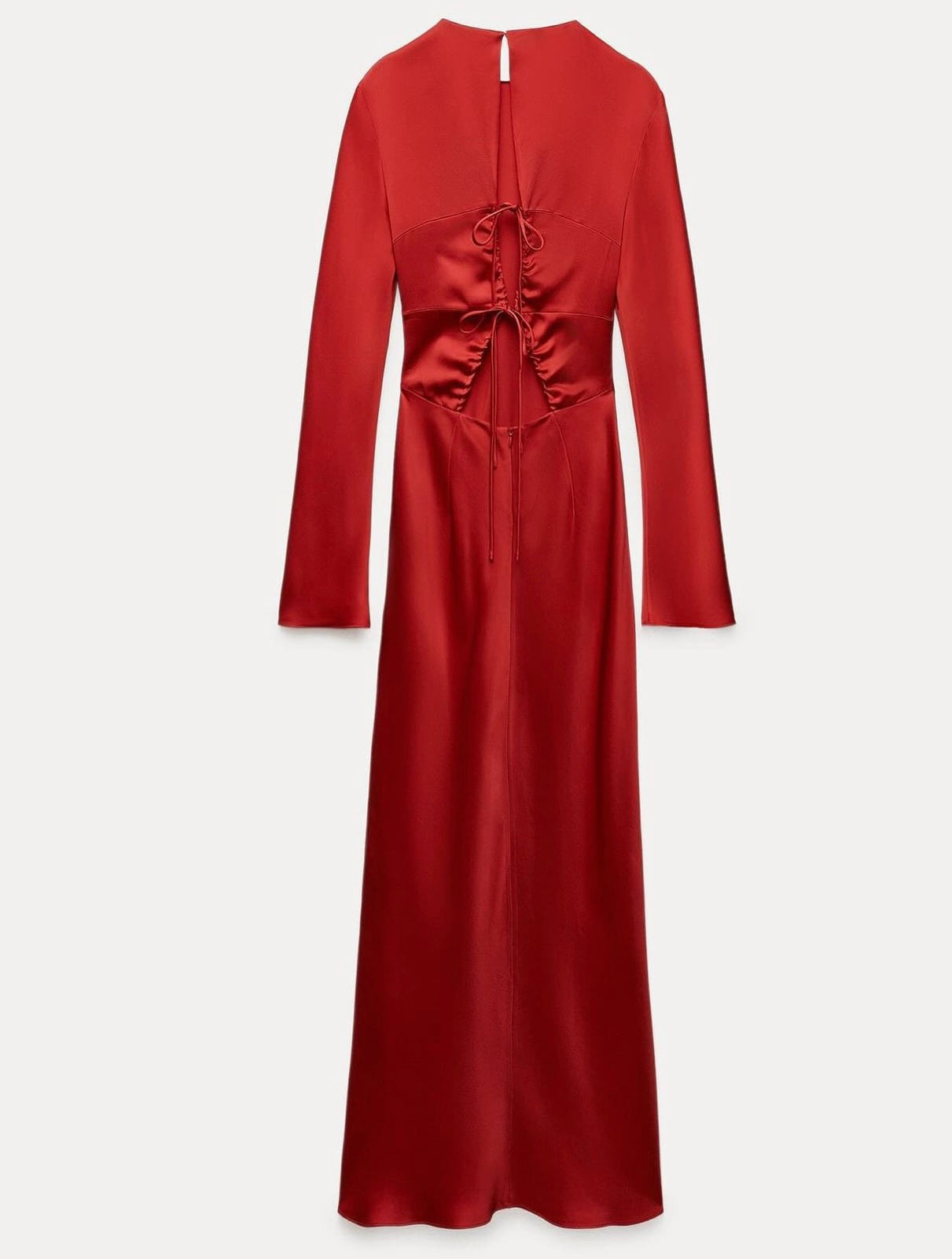 Elegant Long Red Satin Dress"