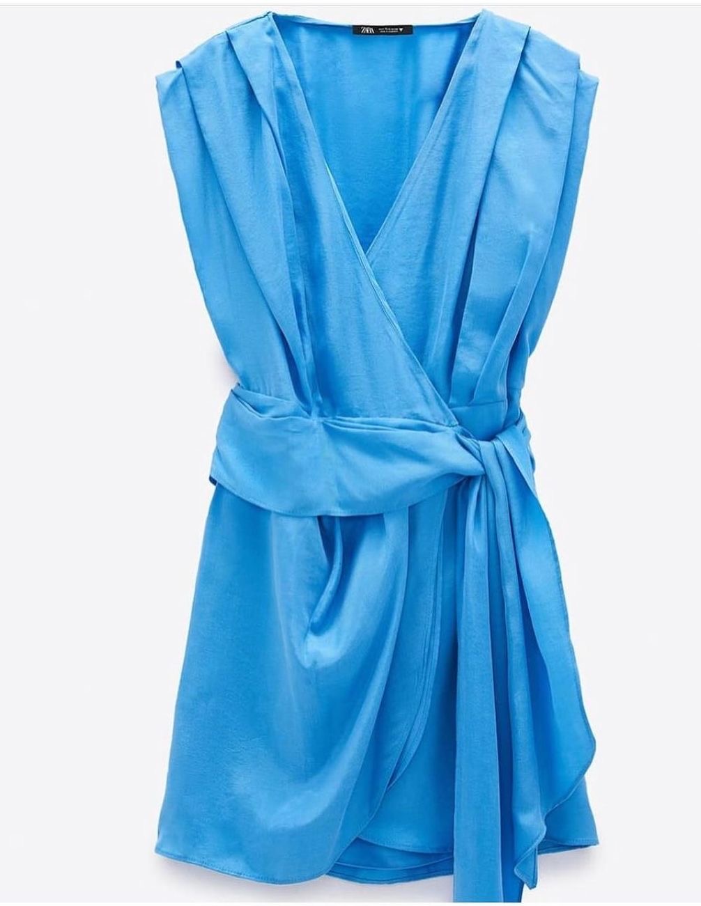 ’Blue Draped Wrap Dress’ - M - ZARA